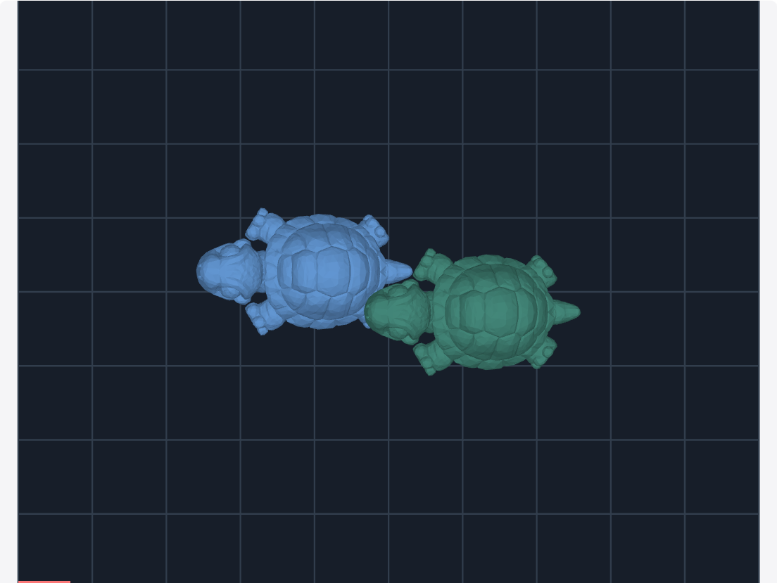 The same two tortoises from above: their outlines overlap